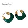 1 Pair Resin Earrings All-match Decorative Glossy Retro Stud Hook Hoop