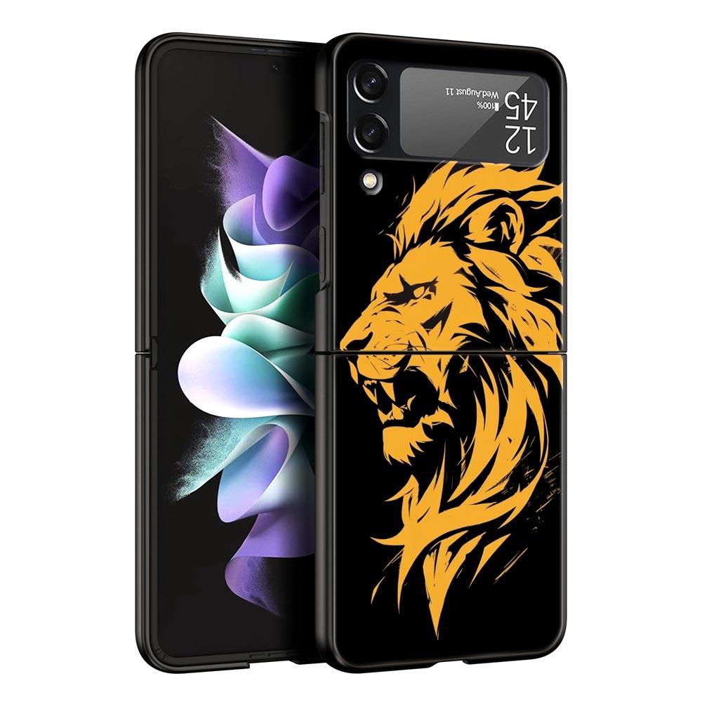 Лаконичный чехол для телефона с рисунком льва для Samsung Galaxy Z Flip3 Flip4 Flip5 Чехол-оболочка для Z Flip 3 4 5 6 7 Жесткая складная крышка