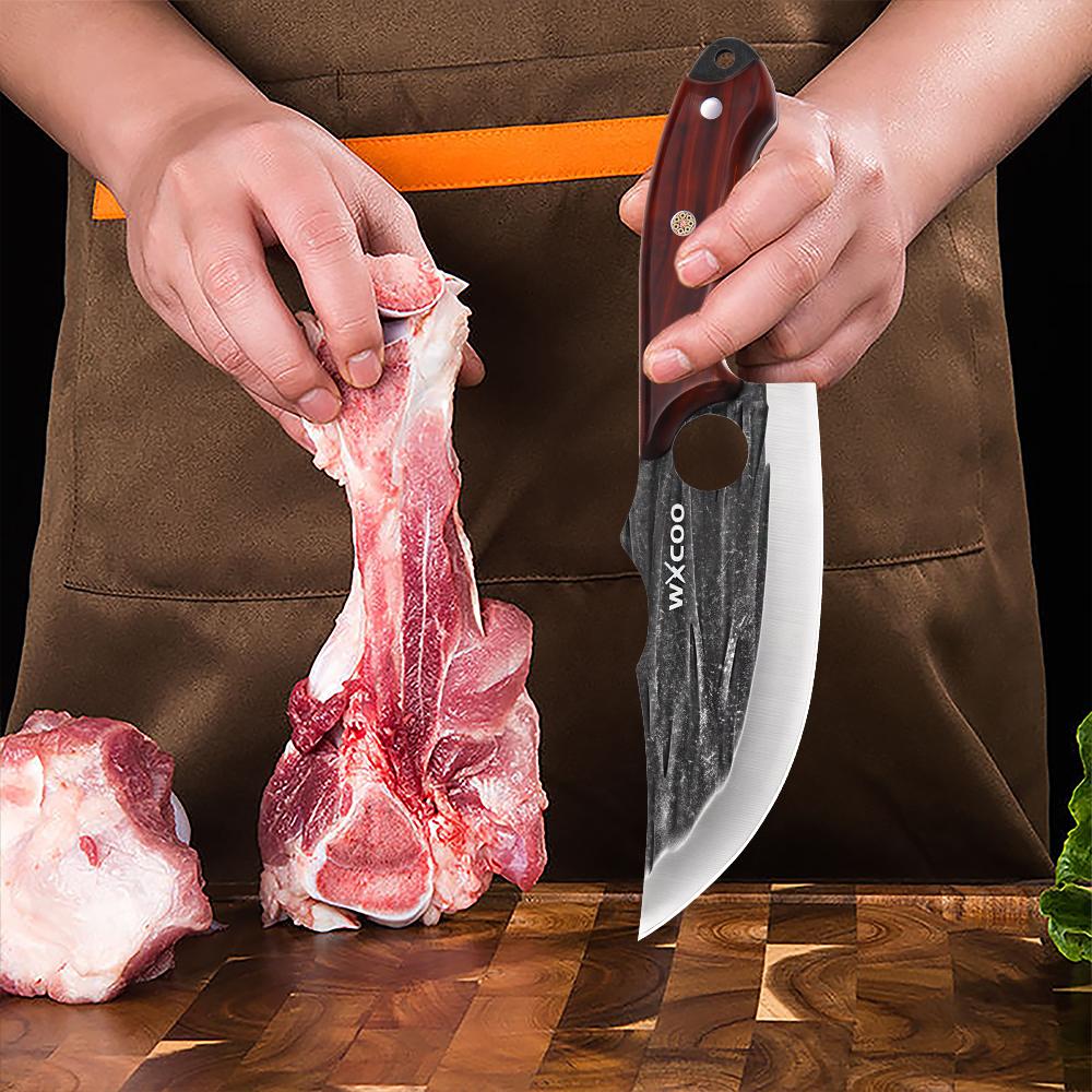 Профессиональный поварской нож из кованой нержавеющей стали, обвалочный нож, кухонные ножи, многофункциональный нож для нарезки мяса с чехлом