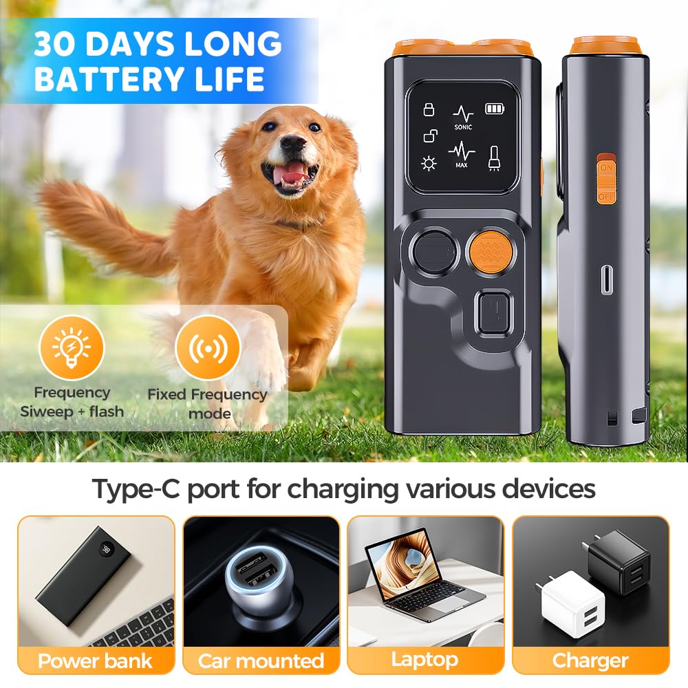 Устройство против лая для собак, усовершенствованные устройства для отпугивания лая собак, ультразвуковая дрессировка собак с HD-дисплеем и светодиодным фонариком