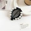 European Pearl Rhinestone Banana Hair Clip - Elegant Black Hair Comb Accessory for Women