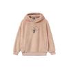 Li-Ning Disney Co-Branded Series Sporty Cartoon Embroidery Velvet Loose Hoodie with Plus Velvet Women Hoodie Rose-Pink AWDR684-2