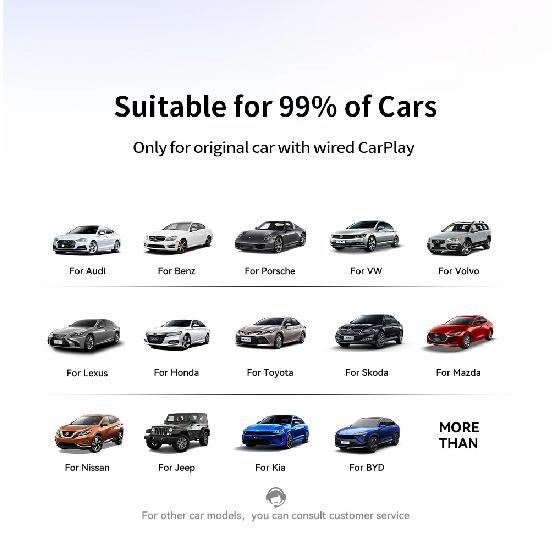 XUDA 2026 New Wireless Carplay and Android Auto 2in1 smart Mini Box WIFI BT Auto Connect For Toyota Volvo Benz MG Kia MAZDA FORD