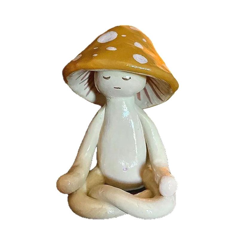 Очаровательный смоляной гриб для йоги и медитации, настольное украшение, очаровательные поделки из смолы для сада и патио, идеально подходящие для домашнего офиса, садового декора