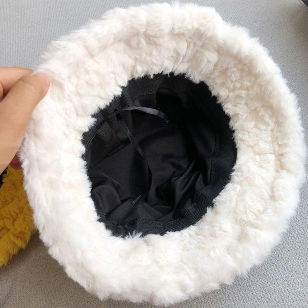 Winter Faux Fur Fluffy Bucket Hats Women Outdoor Thick Warm Hat Soft Furry Fisherman Cap Girl Fashion Panama Sun Cap