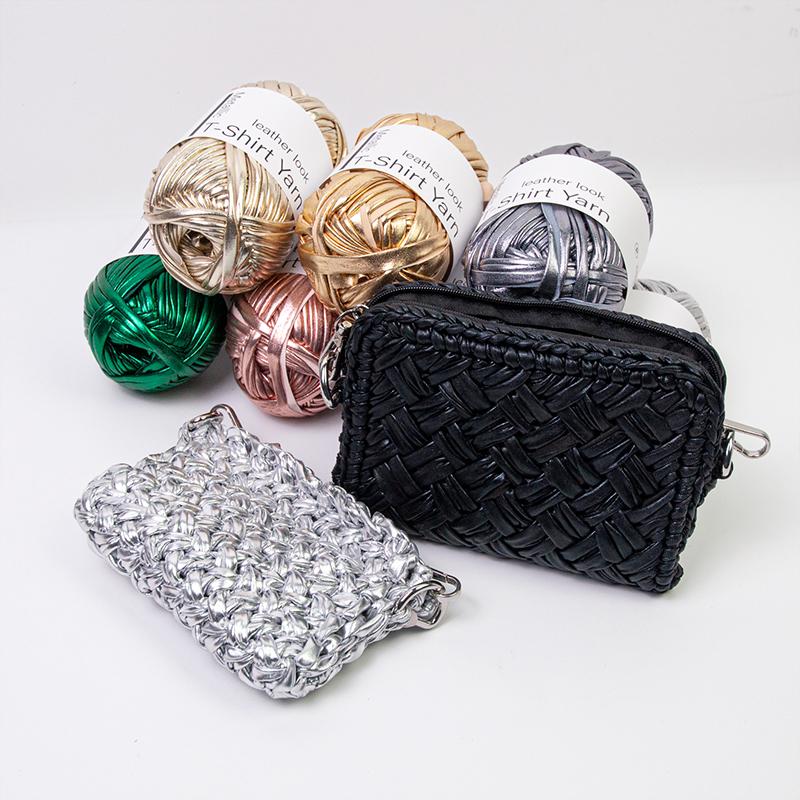 100g/Roll Shiny T-Shirt Yarn DIY Bag Shoes Metallic Cloth Fabric Yarn Knitting Crocheting