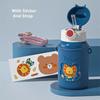450ml Kids Thermos Mug with Straw 304 Stainless Steel Cup Cartoon Vacuum Flask Children Cute Thermal Water Bottle Household Straw Cup Insulation Cup