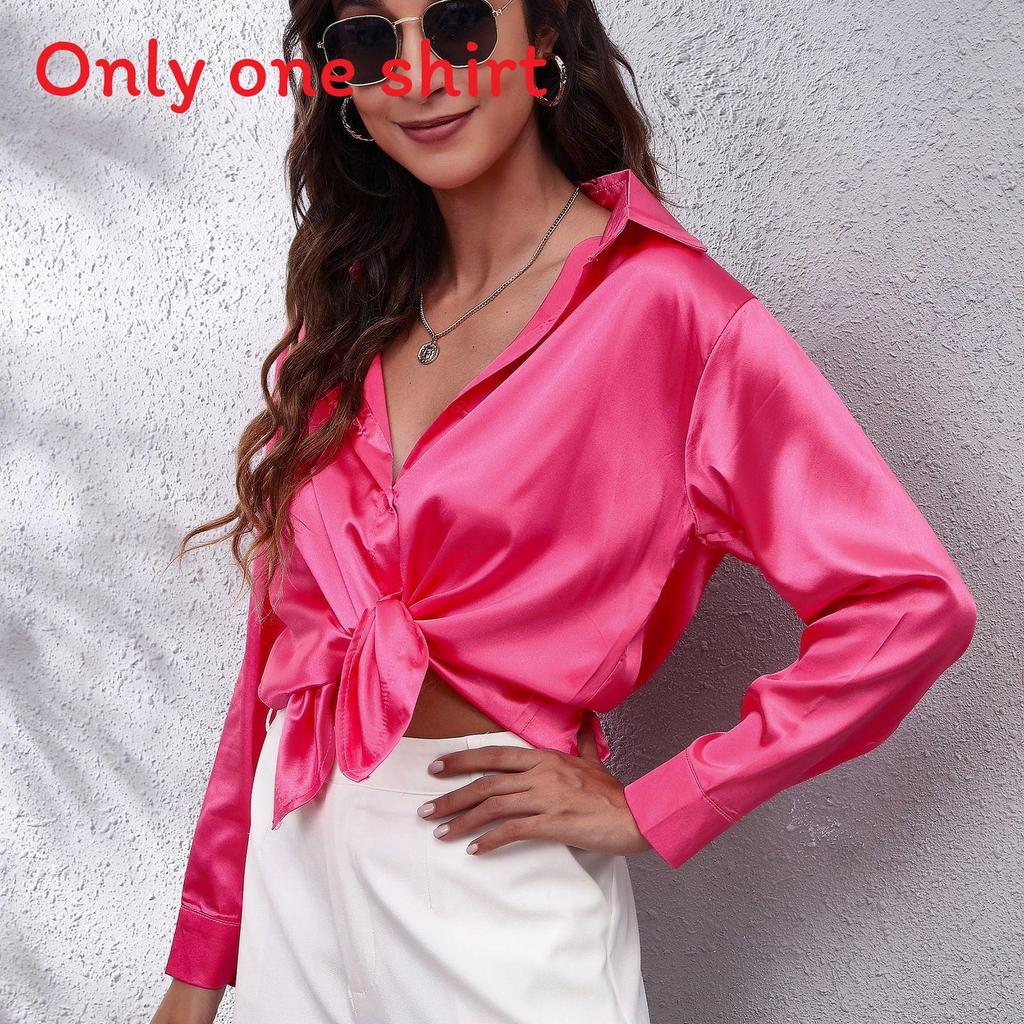 Satin Shirt For Women With Long Sleeves And Button Front For Office Wear