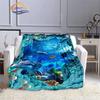 Marine Life Blanket Fashion Marine Organism Oceanic Dolphins Flannel Quilt Cover Travel Bedding Throw Bedspread