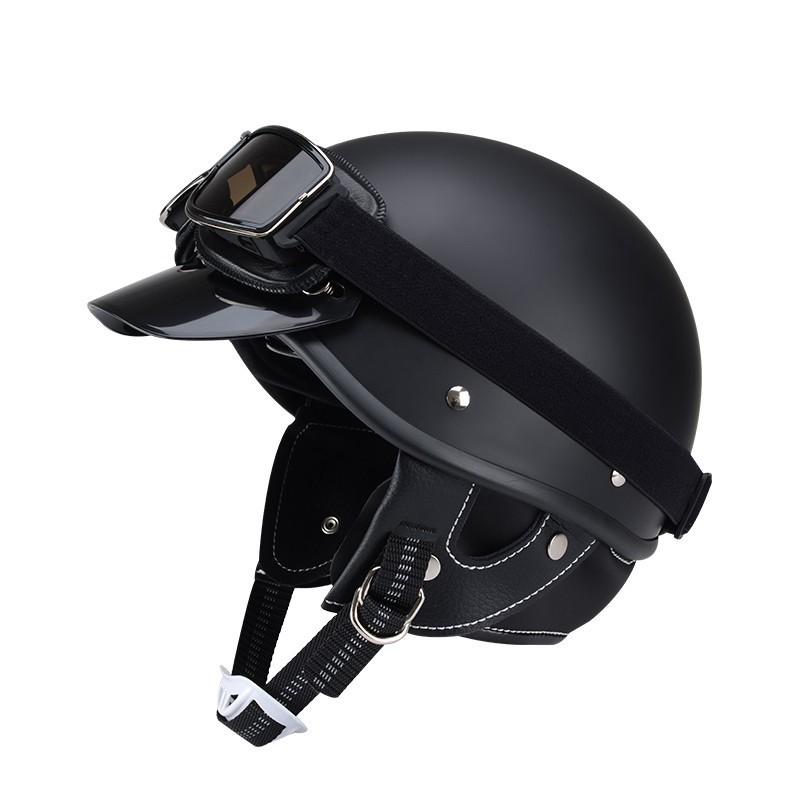 Vintage Japanese Style Half Helmet Electric Scooter Motorcycle Riding Adult UnisexUse ABS Safety With Face Cover