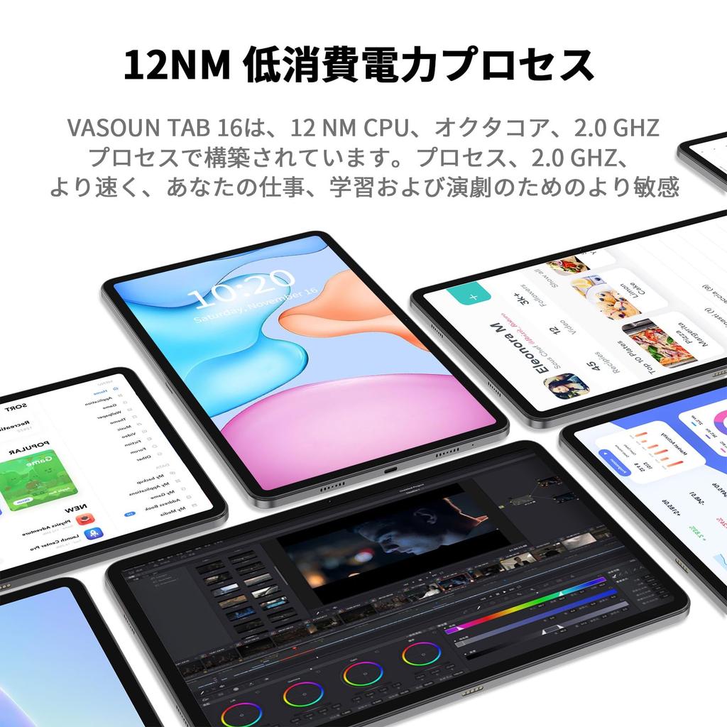 VASOUN TAB 16 Android 14 Tablet 16GB 8GB 256GB 2TB TF 4G LTE Android T616 2K IPS 8000mAh 18W PD Fast 5G WiFi Face YouTube Japanese Instruction Manual
