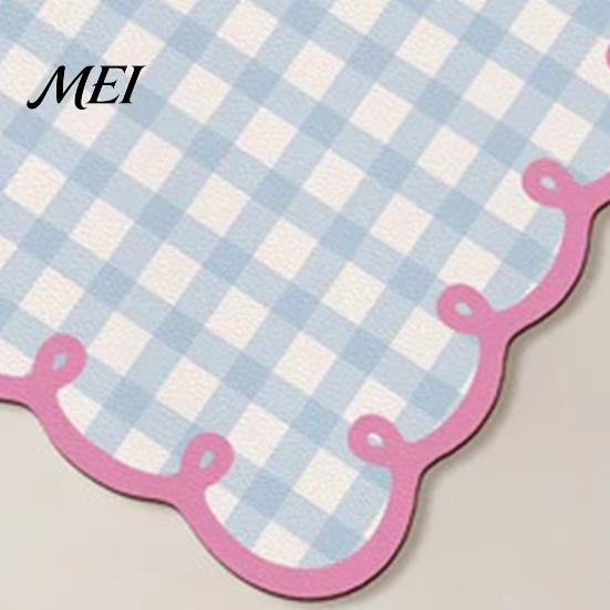 Quick-drying Kitchen Mat Diatomite Plaid Placemat with Wavy Edge, Heat Resistant Non-slip Table Drying Pad Mat, Absorbent Quick for Counter