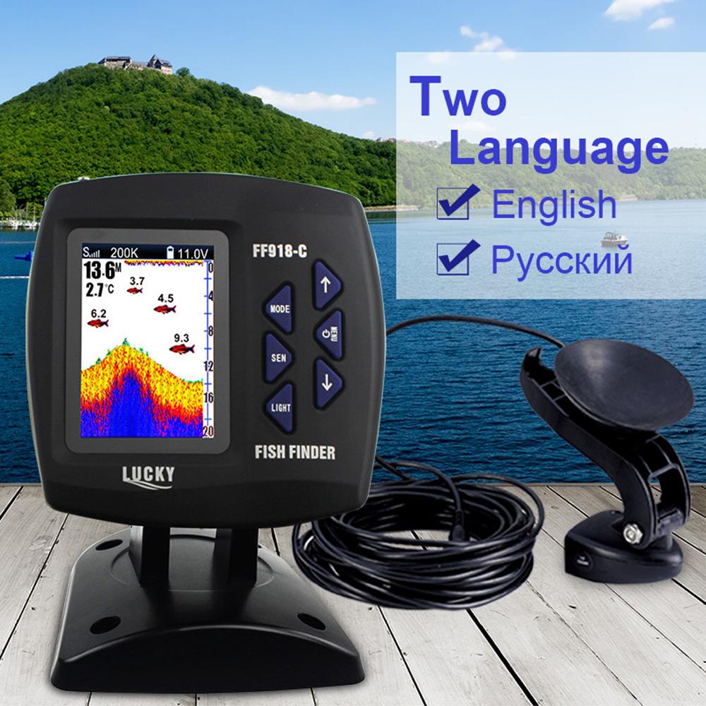 Цветной проводной эхолот для рыбы, двухчастотный, 328 футов/100 м, глубина воды, эхолот для лодки