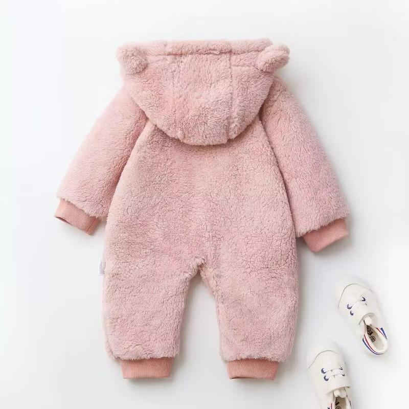 Fleece Romper Baby Long Sleeve Jumpsuit Autumn Baby Boys Girls Rompers Hooded Warm Cloth