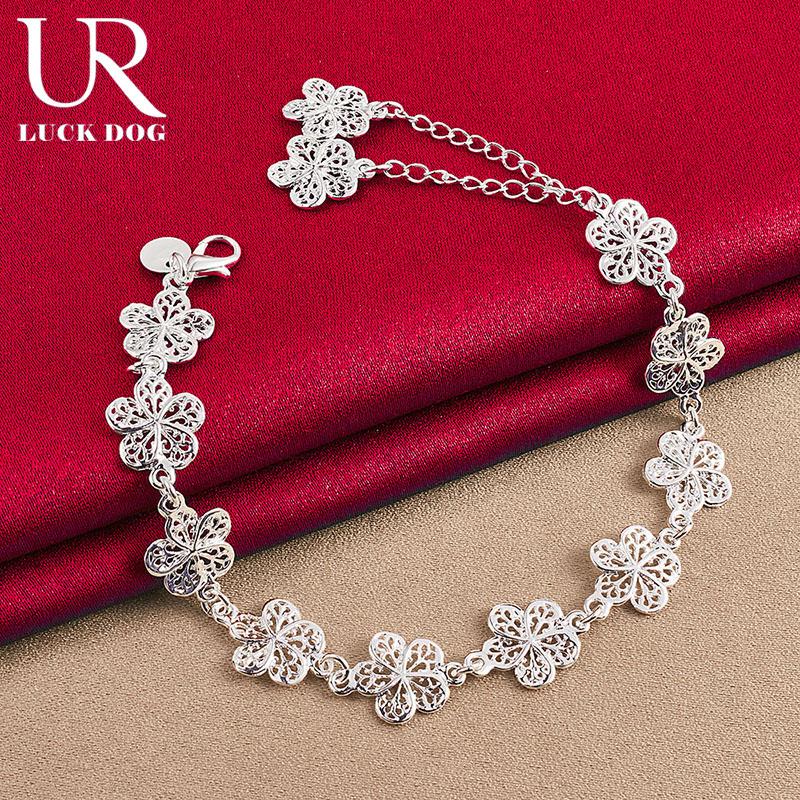 925 Sterling Silver Full Flower Bracelet Fashionable Wedding Jewelry