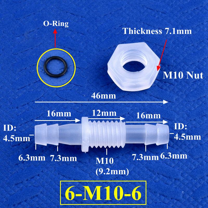 M6-M16 To 3-12mm Direct Connectors With Hex Nut  O-Ring Aquarium Tank Air Pump Adapter Garden Irrigation PP Pagoda Hose Joint