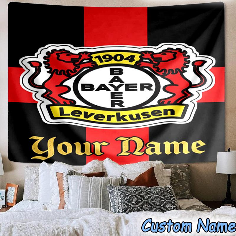 Custom Name Bayer 04 Crest Printed Tapestry, for Bedroom,Livingroom, dormitory, Large Wall Decor, Fabric Decor Fan Birthday Gifts