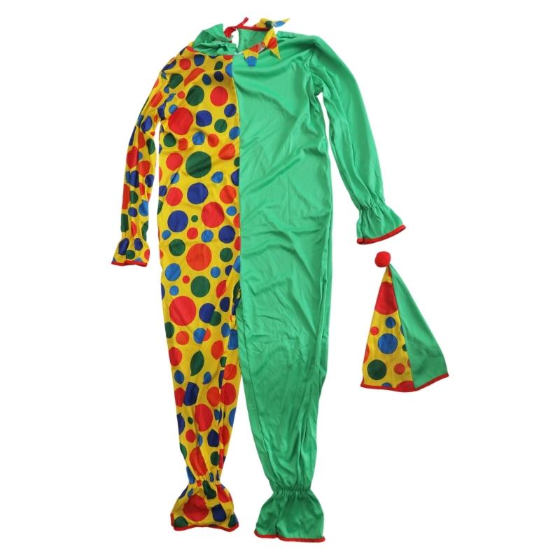 Adult Clown Costumes Clown Hat Clown Jumpsuit Cosplay Halloween Costumes Clown Outfit for Halloween Cosplay Dress Up