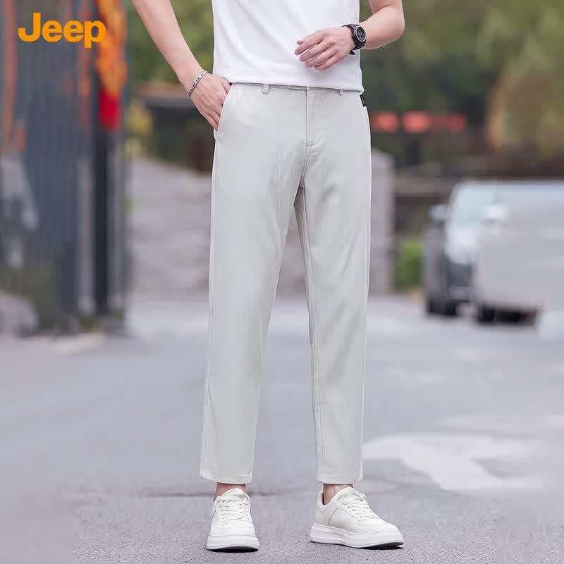 Jeep Men's Lyocell Blend Cropped Straight-Leg Casual Pants