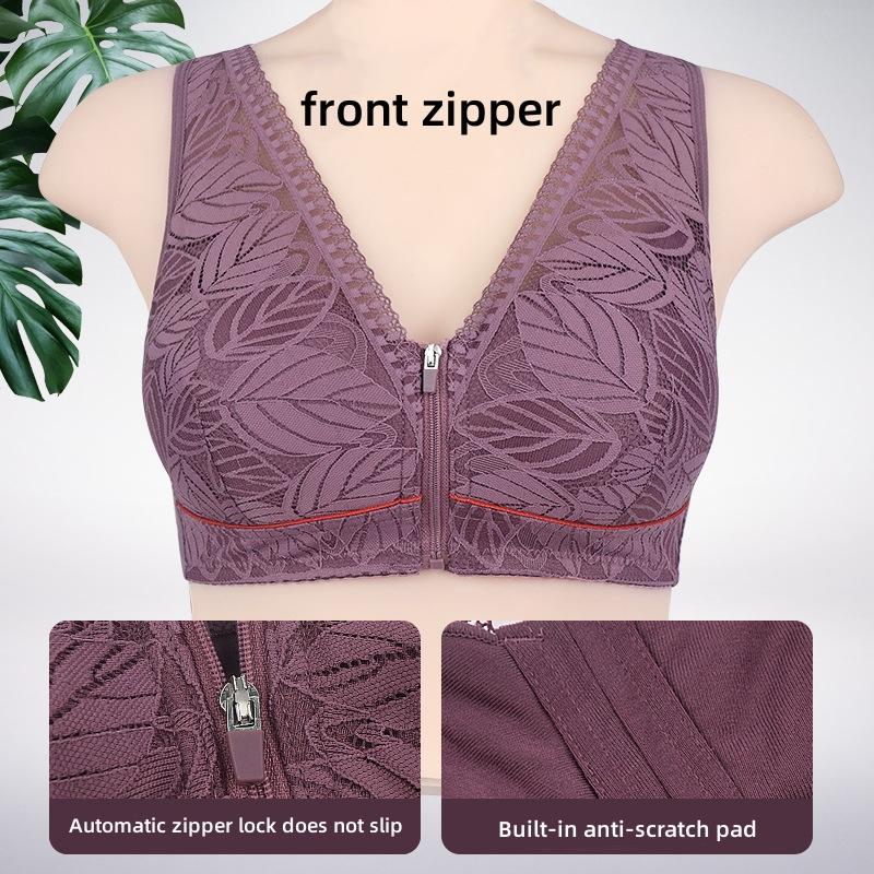 Женское нижнее белье на молнии спереди без бюстгальтера со стальным кольцом, бюстгальтер больших размеров