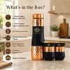 Copper Drinkware Black Silk Finish, Set of 2 Glass and 1 Bottle, Volume - Glass 300 ML, Bottle 1000 ML