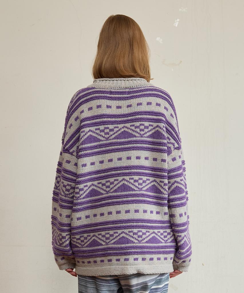 FUNFROMFUN Норвежский свитер с узором Fair Isle, Фиолетовый