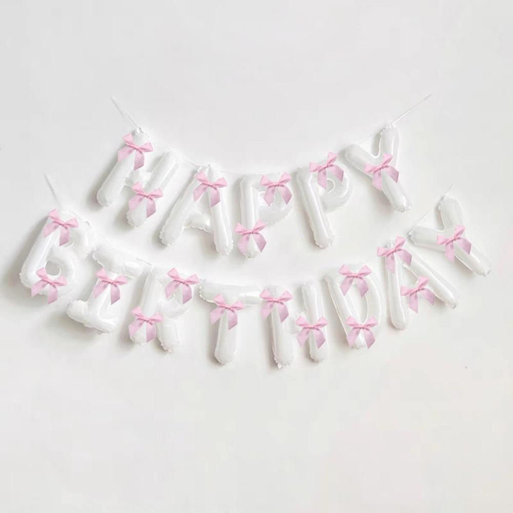 Balloon Set Happy Birthday Balloons Bow Ribbon Happy Birthday Letter Aluminum Foil Balloons  Party