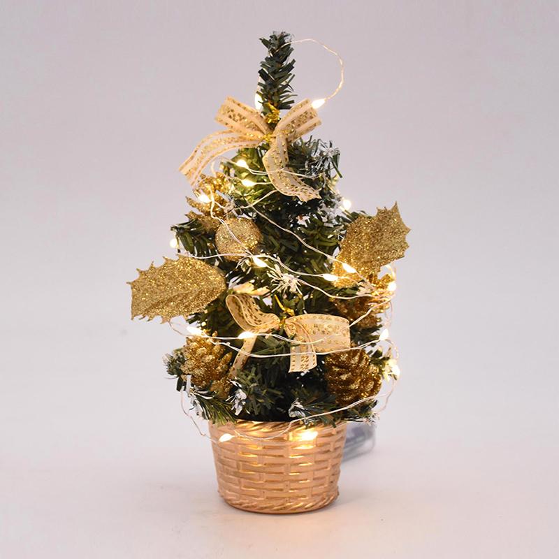 20/30cm Artificial Christmas Tree with LED Light Balls 2025 Christmas Decoration for Home 2025 New Year Gift Xmas Table Ornament