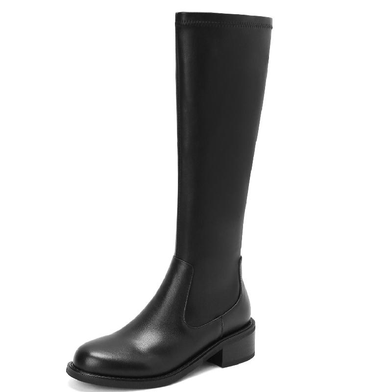 Ботинки челси на молнии, женские, из натуральной кожи, высокие сапоги до колена, женские, 2024, осень-зима, ковбойские сапоги, коричневые, черные, большого размера