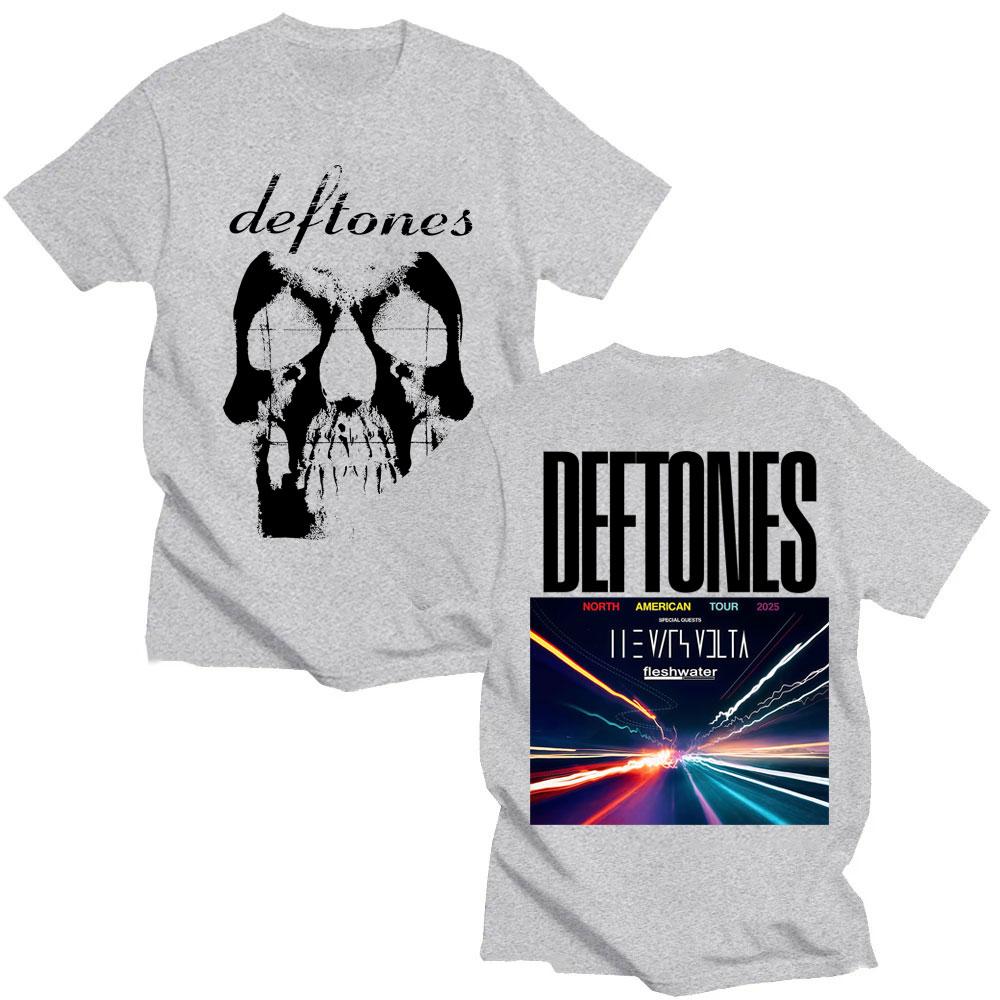 Хип-хоп Рок Deftones Североамериканский тур 2025 Футболка Модная Винтажная Мужская Женская Хипстерские футболки Хлопковая Свободная Футболка Подарки для фанатов