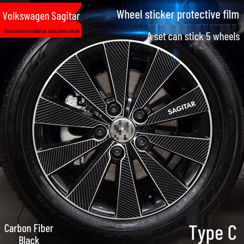 Volkswagen Sagitar Wheel Hub Stickers: Electroplating Color Change, Warning, Scratch Protection