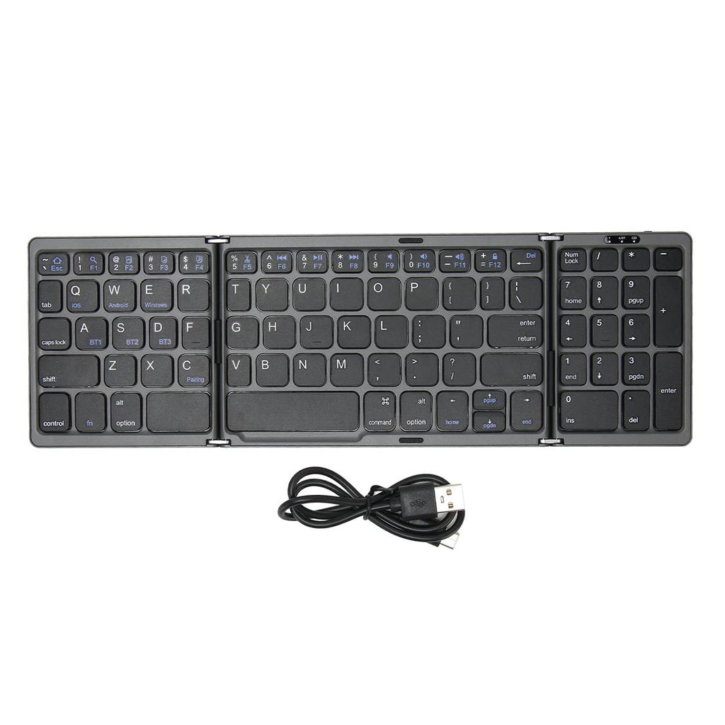 Foldable Bluetooth Keyboard with Numeric Key 81 Keys Battery Powered Type C Interface Pocket Size