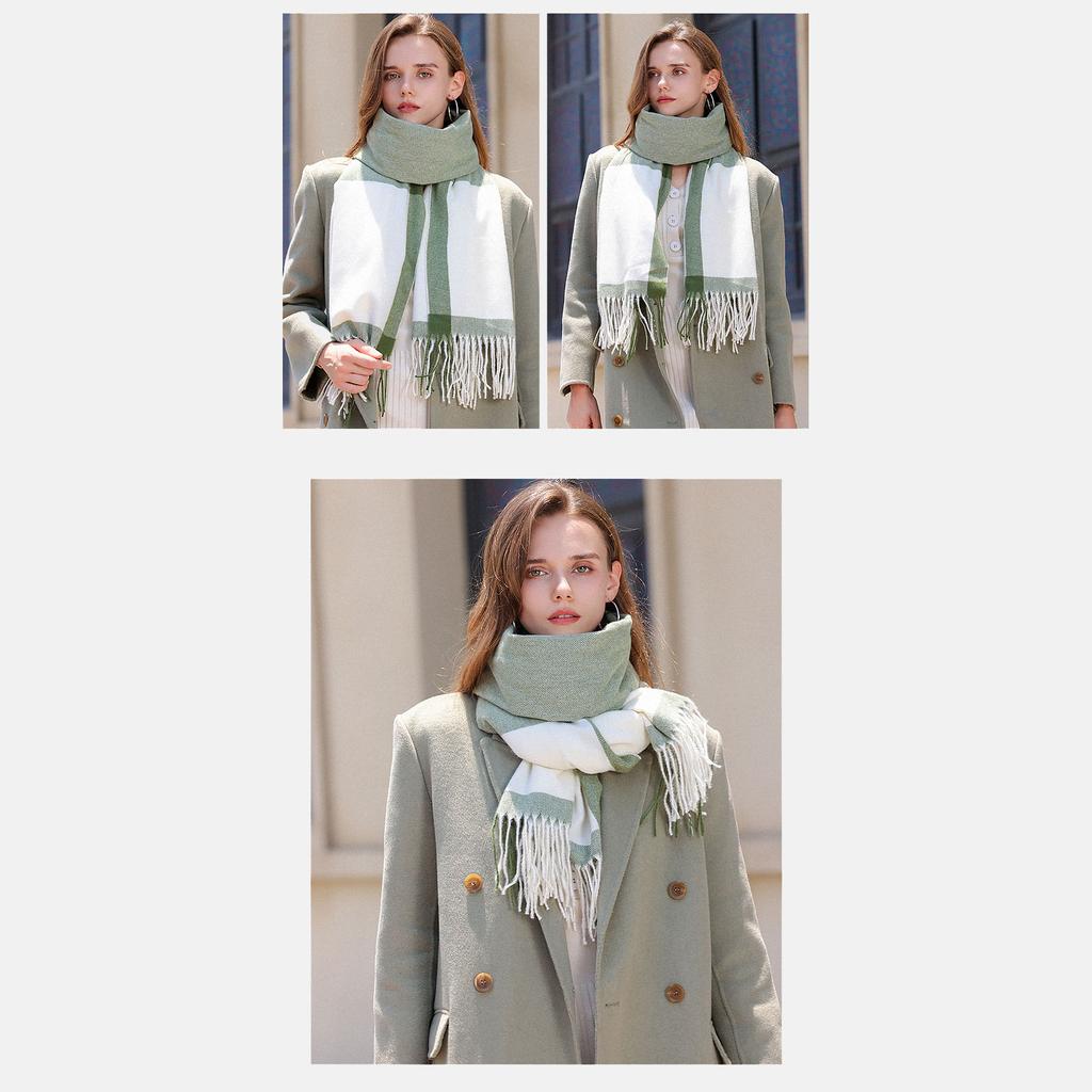 Mix Color Scarf Fringe Warm Autumn and Winter Scarf Stylish Shawl Faux Wool Scarf Couple Type Scarf