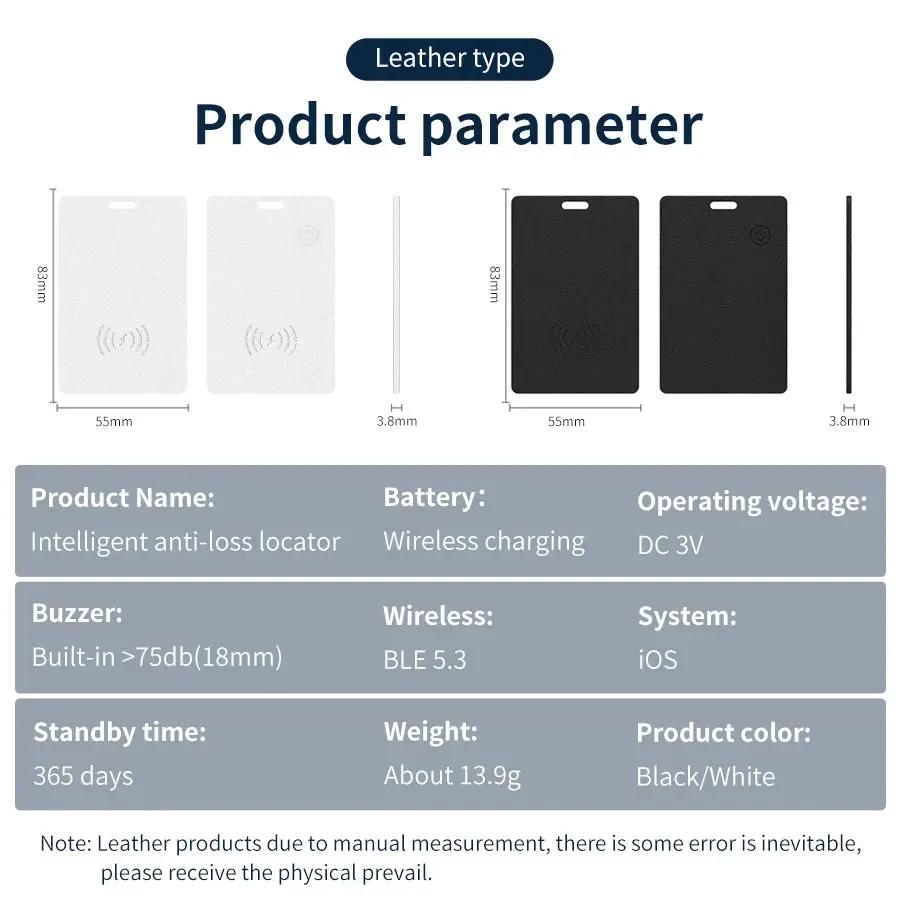 Bag Wallet Bluetooth Smart GPS Tracker Card Works with Find My App Wireless Charging Thin GPS Item Finder Luggage Key Anti-loss