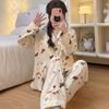 Style Dog Print Women's Pajamas Set Autumn Winter Women's Sleepwear Sweet Cute Casual Nightwear