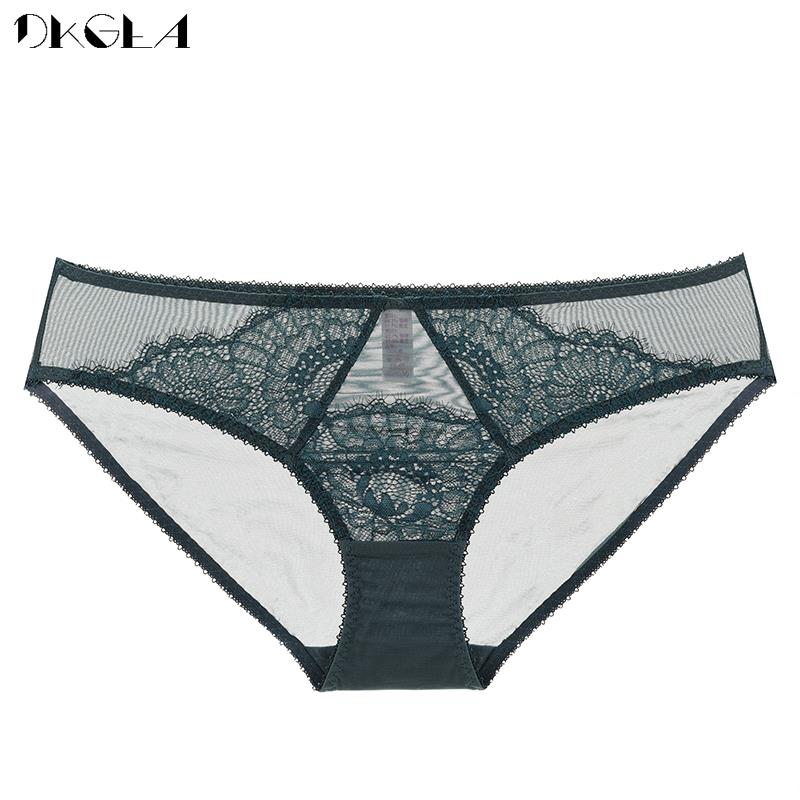 DKGEA Blue Panties Intimates Transparent Lace Briefs Plus Size
