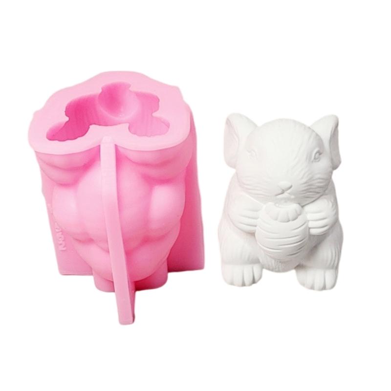 Bunnies Statue Silicone Candle Molds for Candle Soap Home Decoration Animal Shape Silicone Candle Molds for Epoxy Resin