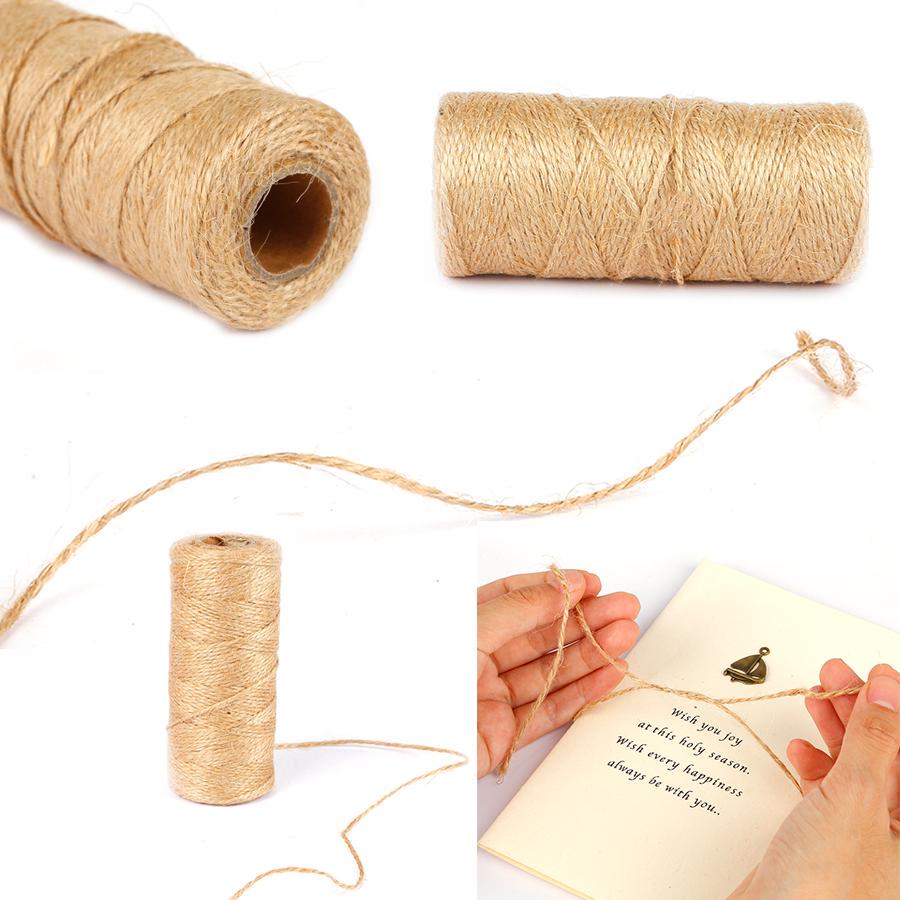 100m Natural Jute Twine Burlap String Durable Hemp Rope Wedding Gift Wrapping Cords Thread Florists Craft Decor