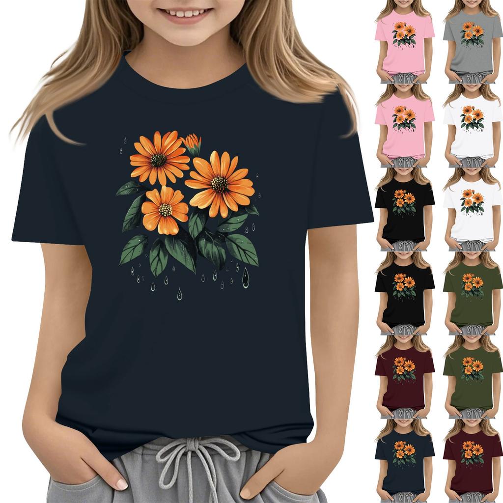 Toddler Girl Boy T-Shirts Kids Top Boys And Girls Printed Short Sleeved T-shirt 1-12Y