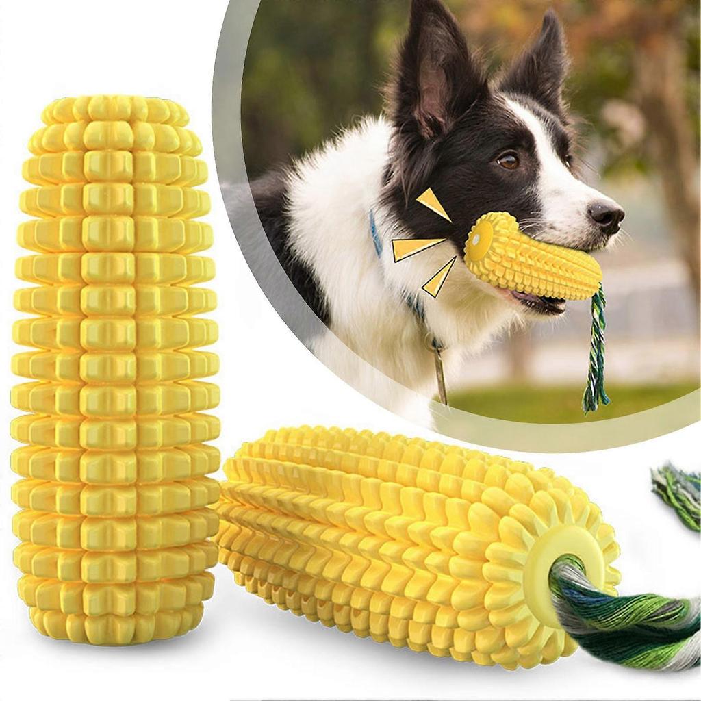 Soft Corn Shaped Dog Toy - Interactive Squeaky Teething Chew Toy for Small and Medium Pets, Anxiety Relief for Indoor and Outdoor Play less