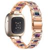 Для Fitbit Versa 4/Sense 2 Ремешок для часов из смолы Декор из нержавеющей стали и страз Ремешок для часов