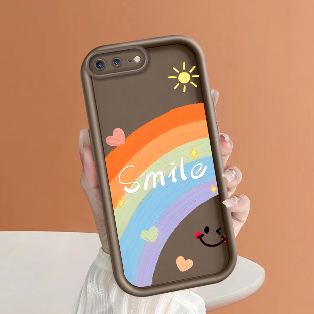 Colorful Rainbow Smile Face Pattern Phone Case for iPhone Samsung Galaxy Xiaomi Redmi POCO HUAWEI Honor Shockproof Rubber Cover Casing