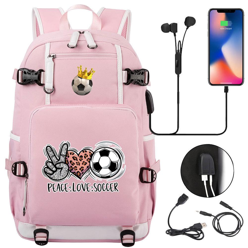 2026 Sports Soccer USB Large Capacity Backpack for Middle High School Students Travel Unisex