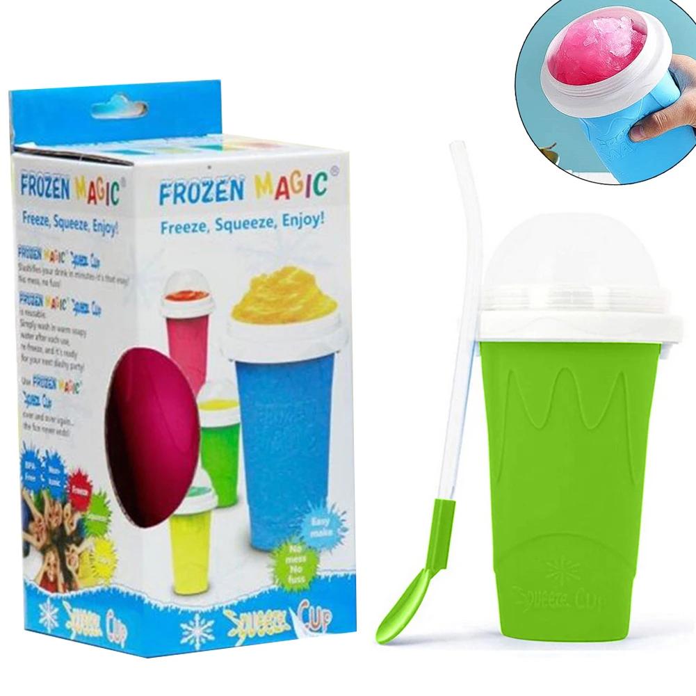 Quick Frozen Smoothies Cups Slushy Ice Cream Maker Milkshake Cooling Cup Silicone Squeeze Slushy Cup DIY Homemade Freeze Drinks