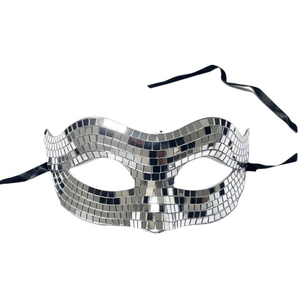 Mirror Disco Face Mask Glitter Texture Half Face Mask Costume Mask For Women Men Party Prom