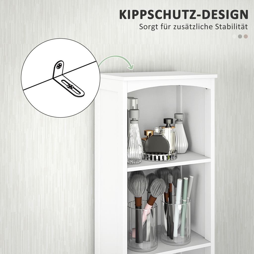 Bathroom cabinet with 3 shelves, 1 drawer, sturdy, MDF, white