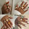 5Pcs Retro Boho Open Rings Gold Tone Adjustable Ethnic Rings Alloy Fashion Jewelry for Girls Teens