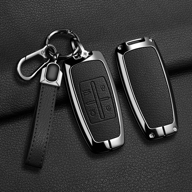 Zinc Alloy Leather Car Key Case Cover For Hyundai Genesis GV80 GV90 GV70 G80 Shell Fob Holder Accessories