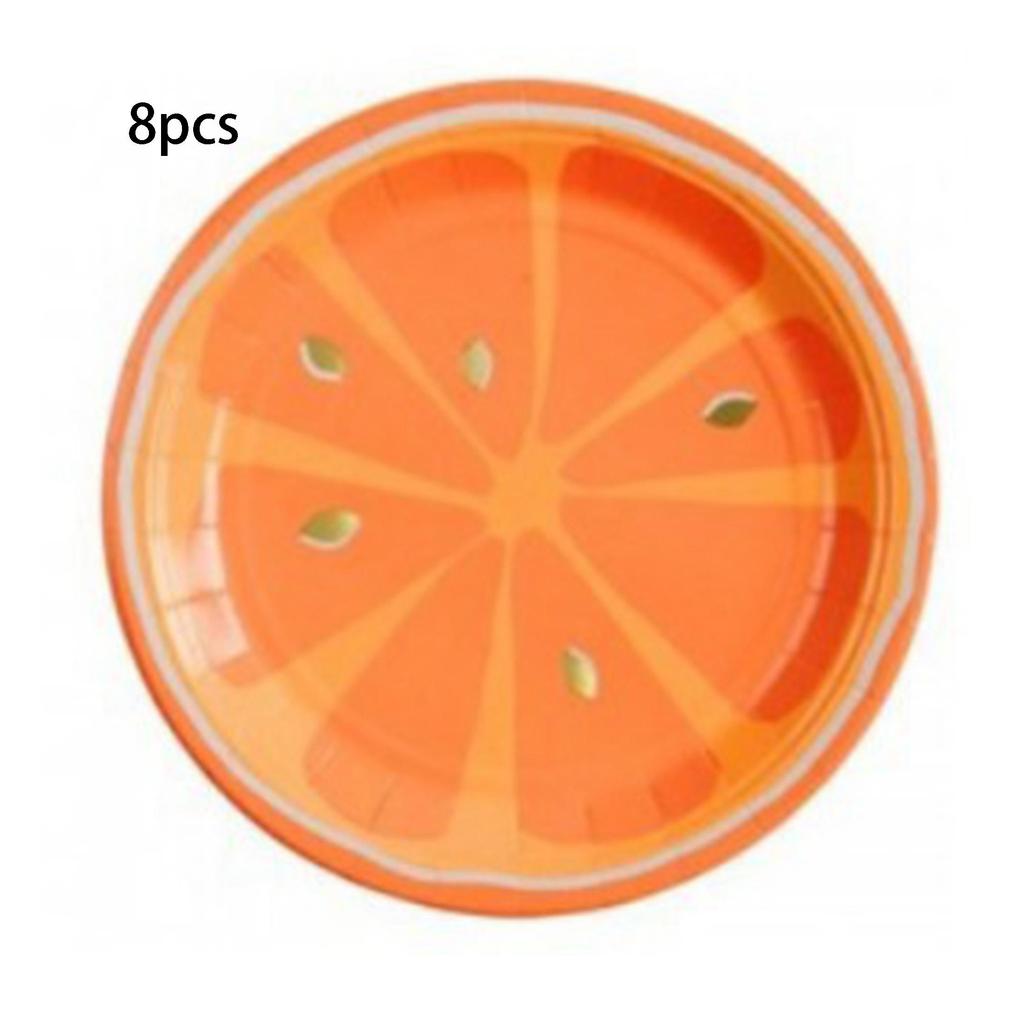Fruit Themed Disposable Party Tableware Set 8PCS, Food Grade Eco Friendly Tableware Party Plates Cups for Summer Picnic BBQ Birthday Party Decorations