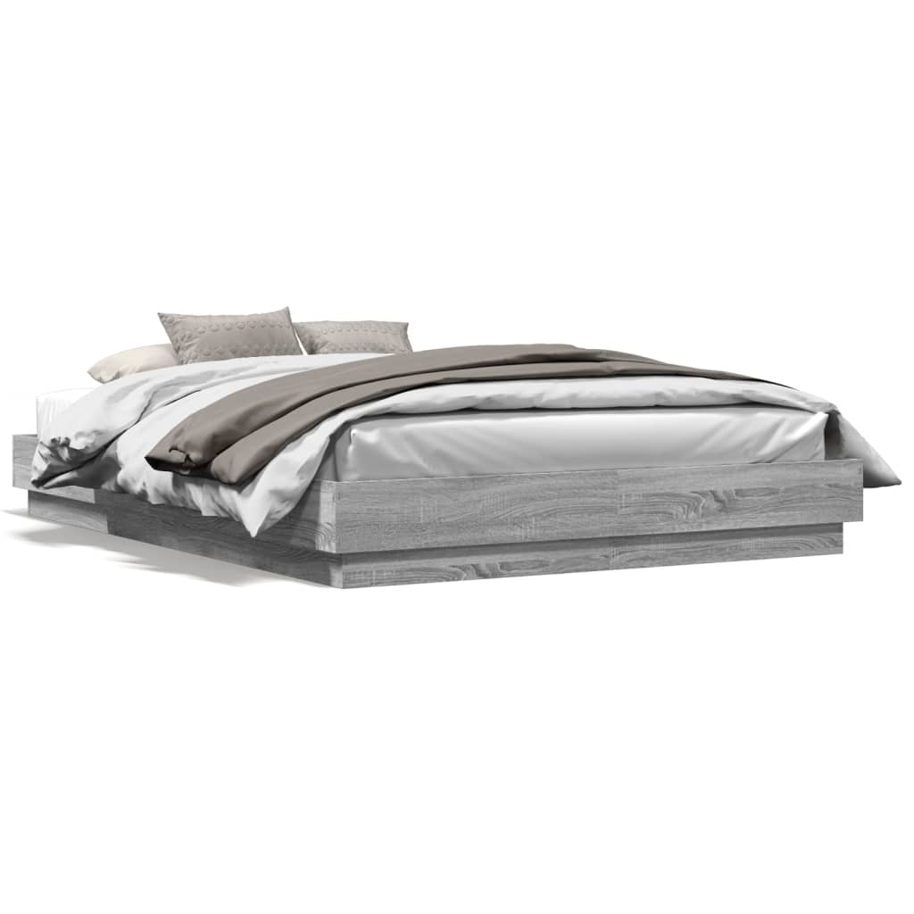 Bed Frame Grey Sonoma 150 x 200 cm Engineered Wood